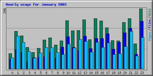 Hourly usage for January 2003