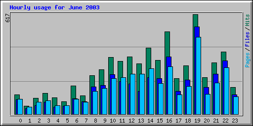 Hourly usage for June 2003
